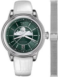 Zegarek damski Aviator V.1.33.0.262.4WM-SET srebrny. Szare zegarki damskie AVIATOR, srebrne. Za 3,116.57 zł.