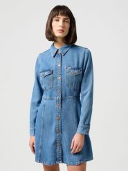 WRANGLER DAMSKA SUKIENKA JEANSOWA WRANGLER A LINE SHIRT DRESS PARTNERS 112350340. Sukienki damskie Wrangler, xs, bez wzorów, z jeansu, bez kołnierzyka, bez ramiączek. Za 199.99 zł.