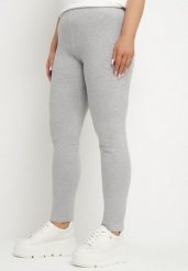 Szare Bawełniane Legginsy z Gumką w Pasie Mevora. Szare legginsy damskie Born2be, bez wzorów, z bawełny. Za 39.99 zł.