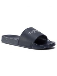 Tommy Hilfiger Klapki Th Glitter Pool Slide FW0FW04982 Granatowy. Niebieskie klapki damskie Tommy Hilfiger, bez wzorów, ze skóry, bez obcasa, bez zapięcia. Za 149.99 zł.