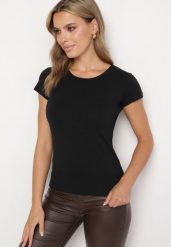 Czarny Klasyczny Bawełniany T-shirt Zeiola. Czarne t-shirty damskie Born2be, m, bez wzorów, z bawełny, eleganckie, bez kołnierzyka, bez ramiączek. Za 29.99 zł.