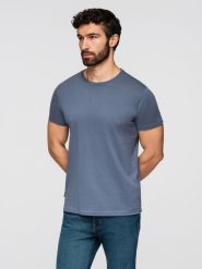 T-shirt męski klasyczny bawełniany BASIC - niebieski denim V7 - Rozmiar: XL. Niebieskie t-shirty męskie Ombre Clothing, m, bez wzorów, z bawełny, bez kołnierzyka, bez ramiączek. W wyprzedaży za 29.99 zł.