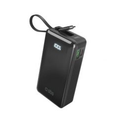 SBS Power Bank 10 000 mAh z wbudowanym kablem USB-C czarny. Czarne powerbanki . Za 99.00 zł.