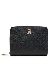 Tommy Hilfiger Portfel Th Icon Med Za Flap Mono AW0AW17743 Czarny. Czarne portfele damskie Tommy Hilfiger, ze skóry. Za 249.99 zł.