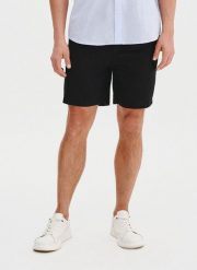 PAKO LORENTE - Czarne spodenki męskie z lnem. Czarne szorty męskie Pako Lorente, bez wzorów, ze lnu. Za 139.99 zł.