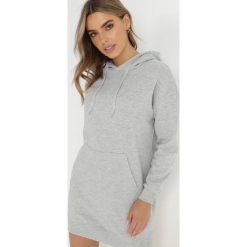 Jasnoszara Bluza Długa z Kapturem Nilalra. Szare bluzy damskie Born2be, l, bez wzorów, z bawełny, casualowe, bez ramiączek, z kapturem. Za 99.99 zł.