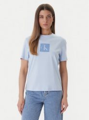 Calvin Klein Jeans T-Shirt LV047F819G Niebieski Classic Fit. Niebieskie t-shirty damskie Calvin Klein Jeans, xl, bez wzorów, z bawełny, bez kołnierzyka, bez ramiączek. Za 129.99 zł.