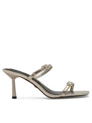 Nine West Klapki ZL23005-1CC Złoty. Żółte klapki damskie Nine West, bez wzorów, ze skóry, bez obcasa, bez zapięcia. Za 239.99 zł.