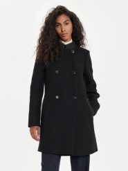 Morgan Płaszcz wełniany 242-GSUZI Czarny Slim Fit. Czarne płaszcze damskie Morgan, na zimę, bez wzorów, z syntetyku, bez kołnierzyka, bez kaptura. Za 969.99 zł.