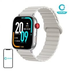 Smartwatch Colmi C8 Max z magnetycznym paskiem (Srebrny). Szare smartbandy Colmi, bez wzorów. Za 79.00 zł.
