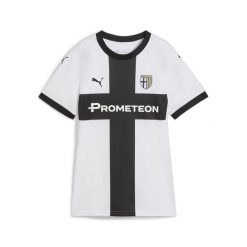Damska koszulka domowa Parma Calcio 24/25 PUMA White Black. Białe bluzki damskie Puma, l, bez wzorów, sportowe, bez kołnierzyka, bez ramiączek. Za 379.00 zł.