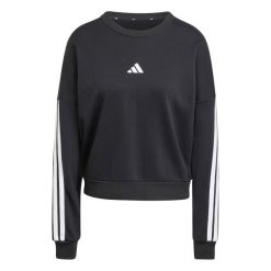 Bluza damska z francuskiego dresu adidas Essentials 3-Stripes. Czarne bluzy damskie Adidas, na zimę, xl, bez wzorów, z dresówki, bez ramiączek, bez kaptura. Za 225.95 zł.