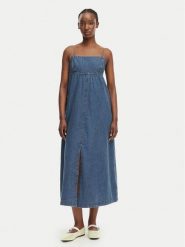 Tommy Jeans Sukienka jeansowa DW0DW22342 Niebieski Slim Fit. Niebieskie sukienki damskie Tommy Jeans, s, bez wzorów, z bawełny, bez kołnierzyka, bez ramiączek. Za 489.99 zł.