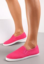 Fuksjowe Materiałowe Tenisówki na Elastycznej Podeszwie Aishani. Czerwone trampki i tenisówki damskie Renee, bez wzorów, z jeansu, bez zapięcia. Za 39.99 zł.