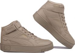 Buty damskie Puma Carina Street Mid WTR beżowe 398050 03 41. Brązowe obuwie sportowe damskie Puma, bez wzorów, bez zapięcia. Za 286.99 zł.
