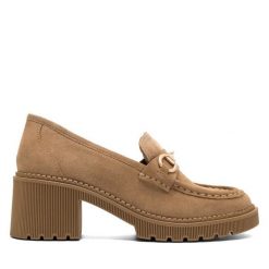 Półbuty Lasocki. Brązowe półbuty damskie Lasocki, bez wzorów, bez obcasa, na obcasie, bez zapięcia. Za 219.99 zł.