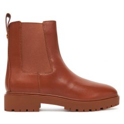 Sztyblety LAUREN RALPH LAUREN. Brązowe botki damskie Lauren Ralph Lauren, bez wzorów, bez obcasa, bez zapięcia. Za 889.99 zł.