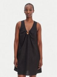 Seafolly Sukienka letnia Palermo 55508-DR Czarny Regular Fit. Czarne sukienki damskie Seafolly, na lato, l, bez wzorów, ze lnu, bez kołnierzyka, bez ramiączek. Za 509.99 zł.