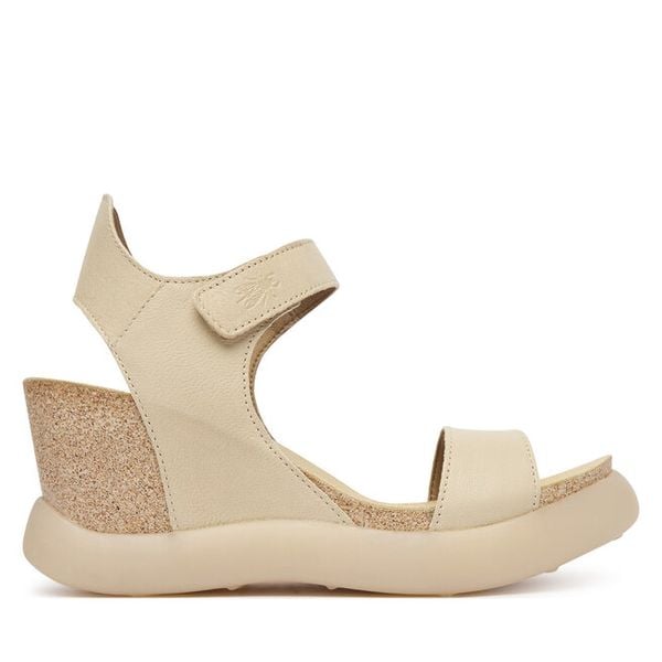 Sandały Fly London. Brązowe sandały damskie Fly London, bez wzorów, bez obcasa, na koturnie, bez zapięcia. Za 373.99 zł.