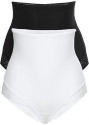 Figi panty shape (2 pary), lekki stopień modelowania sylwetki. Czarne majtki damskie bonprix, z bawełny. Za 94.99 zł.
