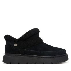 Śniegowce Skechers. Czarne śniegowce damskie Skechers, bez zapięcia. Za 339.99 zł.
