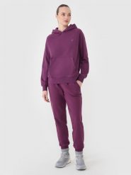 4F Spodnie dresowe joggery damskie - fioletowe S. Fioletowe spodnie dresowe damskie 4F, bez wzorów, z bawełny, sportowe. Za 129.99 zł.