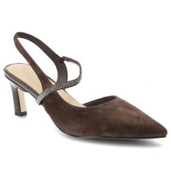 Czółenka damskie S.Barski, cholewka ze skóry naturalnej zamszowej elegancki fason smukły obcas klasyczny design, brązowe, CR61-3048. Brązowe czółenka damskie S.BARSKI, bez wzorów, ze skóry, eleganckie, bez obcasa, na obcasie, bez zapięcia. Za 309.00 zł.