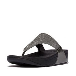 Sandały damskie FitFlop Lulu Shimmerlux. Szare sandały damskie FIT FLOP, bez wzorów, z materiału, bez obcasa, bez zapięcia. Za 393.40 zł.