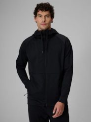 4F Bluza treningowa regular z kapturem męska - czarna 3XL. Czarne bluzy męskie 4F, m, bez wzorów, z dzianiny, bez ramiączek, z kapturem. Za 199.99 zł.
