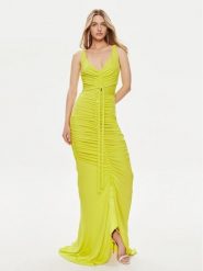 Elisabetta Franchi Sukienka wieczorowa AB-590-42E2-V780 Zielony Slim Fit. Zielone sukienki damskie Elisabetta Franchi, bez wzorów, z wiskozy, wizytowe, bez kołnierzyka, bez ramiączek. Za 2,509.00 zł.