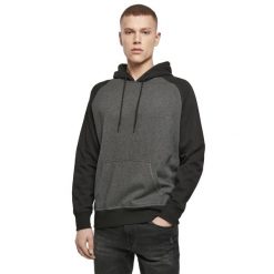 Męska Raglanowa Bluza Z Kapturem. Czarne bluzy męskie BUILD YOUR BRAND, m, bez wzorów, z kapturem. Za 169.99 zł.