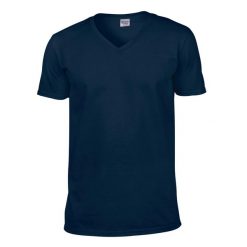 Koszulka Unisex Dla Dorosłych Z Miękkim Dekoltem V. Niebieskie bluzki damskie GILDAN, xl, bez wzorów, sportowe, bez kołnierzyka, bez ramiączek. Za 40.99 zł.