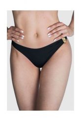 MOSCHINO SWIM Dół od bikini złote metalowe logo. Czarne bikini MOSCHINO, s, bez wzorów, z poliamidu. W wyprzedaży za 199.99 zł.