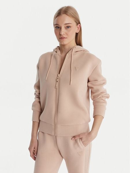 Guess Bluza V3RQ11 K7UW2 Beżowy Regular Fit. Brązowe bluzy damskie Guess, xs, z aplikacjami, z wiskozy, bez ramiączek, bez kaptura. Za 263.99 zł.