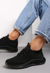 Czarne Buty Sportowe Eudiopis. Czarne obuwie sportowe damskie Renee, z aplikacjami, z okrągłym noskiem, bez zapięcia. Za 39.99 zł.