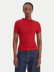 Guess Bluzka W6RP16 KD012 Czerwony Regular Fit. Czerwone bluzki damskie Guess, xxl, z aplikacjami, z syntetyku, bez kołnierzyka, bez ramiączek. Za 219.99 zł.