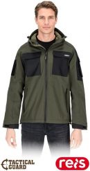 Reis Kurtka męska ochronna stójka kaptur troczki zamek mankiet rzep SOFTSHELL ochrona deszcz wiatr oddychająca paintball militaria leśnk Tactical Guar. Brązowe kurtki męskie Reis, l, bez wzorów, z softshellu, bez kaptura. Za 110.03 zł.