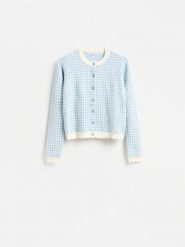 Kardigan z wiskozą - jasnoniebieski. Niebieskie kardigany damskie Reserved, l, bez wzorów, z dzianiny, bez kołnierzyka. Za 129.99 zł.