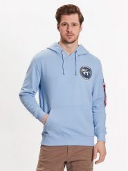 Alpha Industries Bluza Apollo Mission 106338 Niebieski Regular Fit. Niebieskie bluzy męskie Alpha Industries, l, bez wzorów, z bawełny, bez ramiączek, bez kaptura. W wyprzedaży za 379.99 zł.