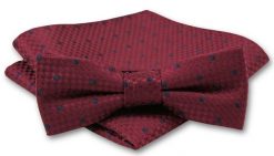 Elegancka Mucha Męska - Alties - Głęboka Czerwień, Granatowy Groszek. Czerwone krawaty i muchy Alties, bez wzorów, eleganckie. Za 54.00 zł.