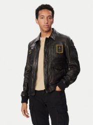 Aeronautica Militare Kurtka skórzana 262PN0846U100839 Czarny Regular Fit. Czarne kurtki męskie Aeronautica Militare, m, bez wzorów, ze skóry, bez kaptura. Za 3,519.00 zł.