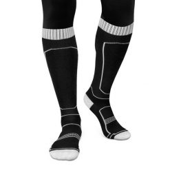 Skarpety narciarskie z wełny Sporty zimowe Siroko SRX GLIDE B&W. Czarne skarpetki damskie SIROKO, bez wzorów, z materiału. Za 128.00 zł.