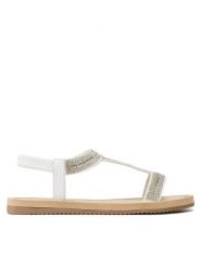 Clara Barson Sandały WSS20835-01B Biały. Białe sandały damskie Clara Barson, bez wzorów, ze skóry, bez obcasa, na płaskiej podeszwie, bez zapięcia. Za 99.99 zł.