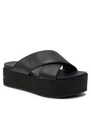Calvin Klein Jeans Klapki Flatform Cross Mg Uc YW0YW01349 Czarny. Czarne klapki damskie Calvin Klein Jeans, bez wzorów, z jeansu, bez obcasa, bez zapięcia. Za 439.99 zł.