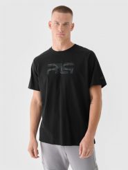 4F T-shirt oversize męski 4F x Robert Lewandowski - czarny M. Czarne t-shirty męskie 4F, m, bez wzorów, z bawełny, bez kołnierzyka, bez ramiączek. W wyprzedaży za 59.99 zł.