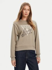 Guess Bluza W5YQ06 KB681 Zielony Regular Fit. Zielone bluzy damskie Guess, m, z aplikacjami, z bawełny, bez ramiączek, bez kaptura. Za 299.99 zł.