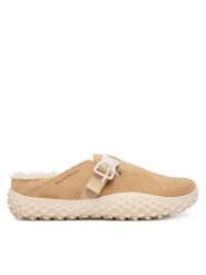 Merrell Klapki Wrapt Cozy J008652 Beżowy. Brązowe klapki damskie Merrell, bez wzorów, ze skóry, bez obcasa, bez zapięcia. Za 549.99 zł.