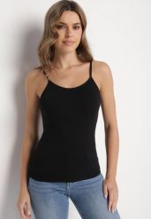 Czarny Klasyczny Top z Bawełny Alidi. Czarne topy damskie Born2be, l, bez wzorów, z bawełny, eleganckie, bez kołnierzyka, bez ramiączek. Za 19.99 zł.