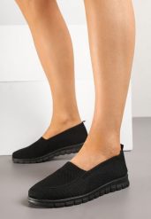 Czarne Tenisówki z Elastyczną Cholewką i Tłoczeniem Zenfitra. Czarne trampki i tenisówki damskie Born2be, bez wzorów, z jeansu, bez zapięcia. Za 39.99 zł.