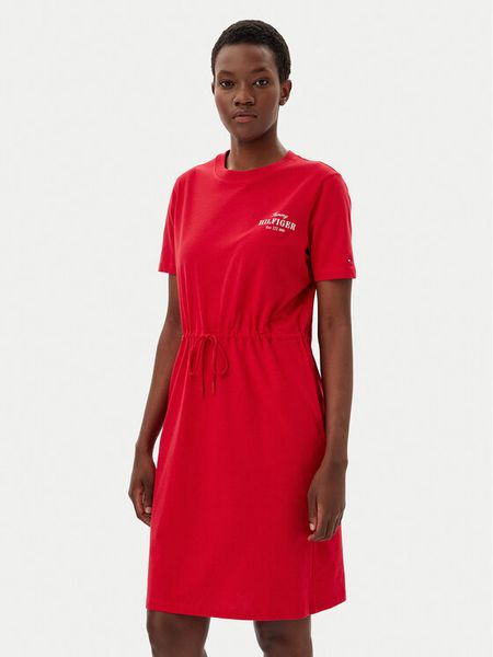 Tommy Hilfiger Sukienka codzienna WW0WW45529 Czerwony Regular Fit. Czerwone sukienki damskie Tommy Hilfiger, na co dzień, xxs, bez wzorów, z bawełny, bez kołnierzyka, bez ramiączek, proste. Za 249.99 zł.